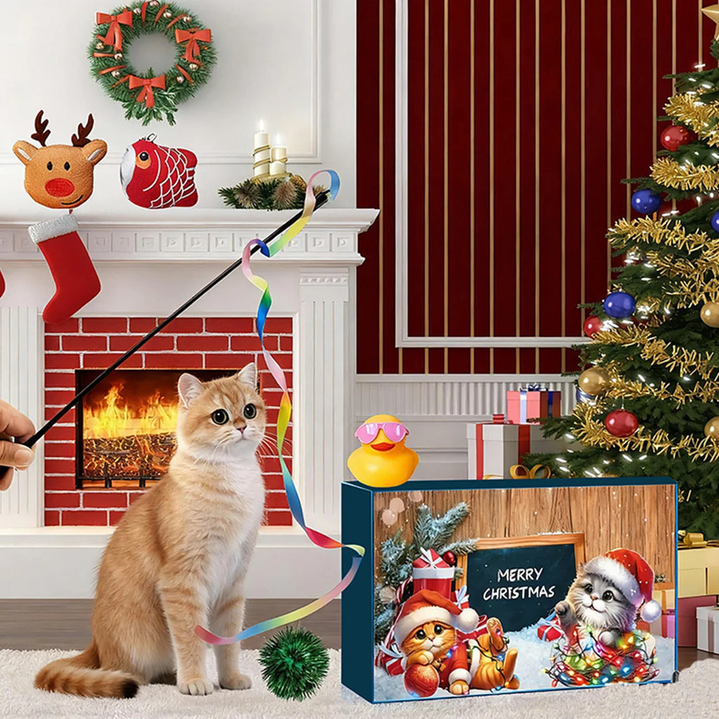 Christmas Cat Toy Blind Box Set 24 Pieces Pet Kitten Surprise