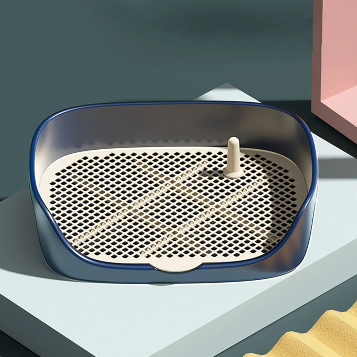 Indoor Dog Potty Tray with Splash Wall, Pee Pad Holder for Puppies