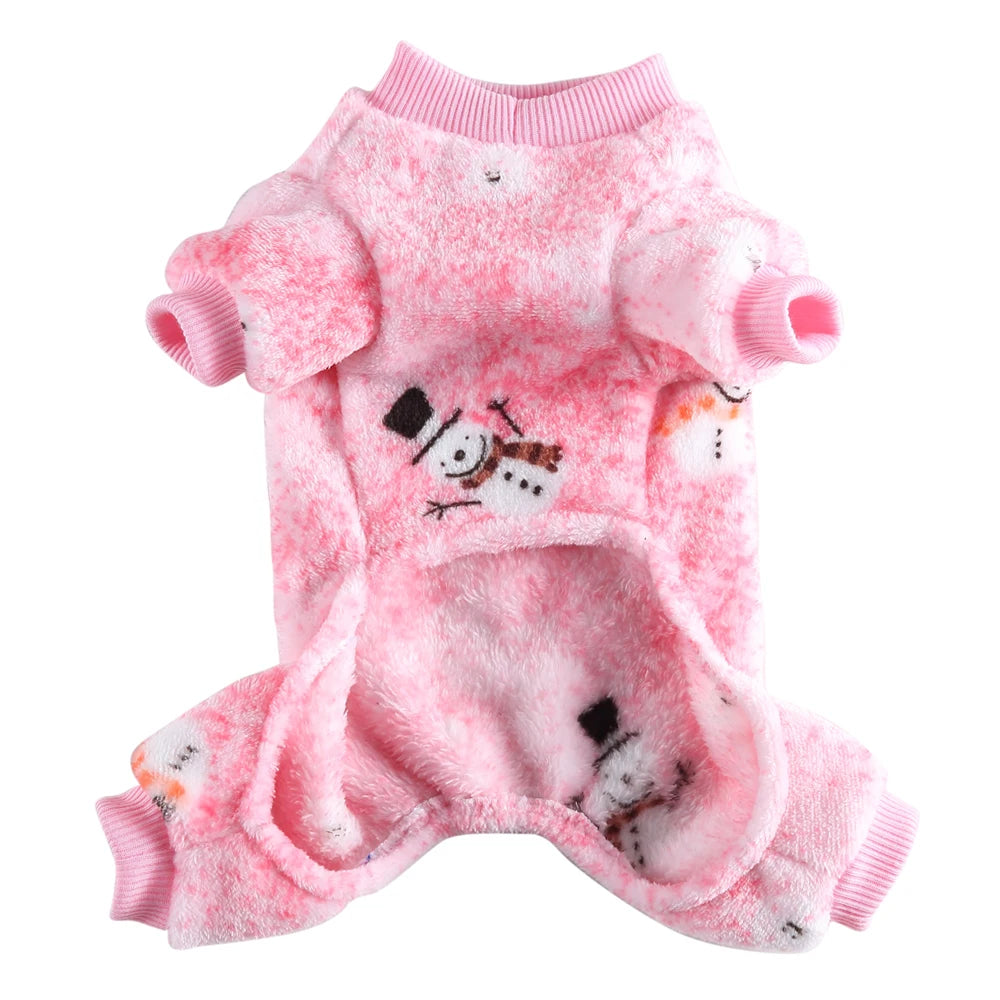 Christmas Fleece Pajamas Jumpsuit for Small Dogs & Cats