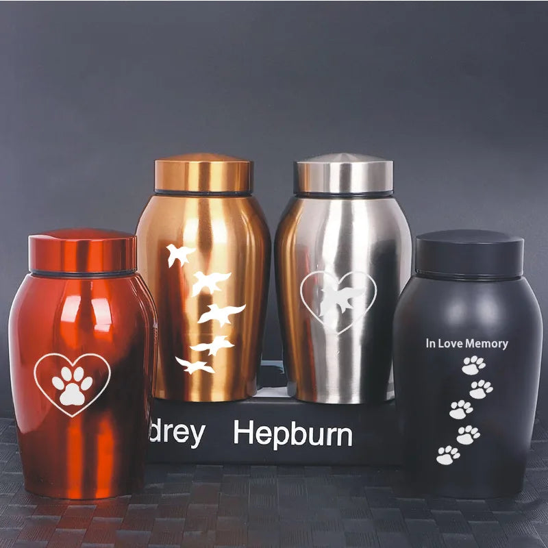 Stainless Steel Pet Cremation Urn Keepsake for Dogs, Cats and Birds