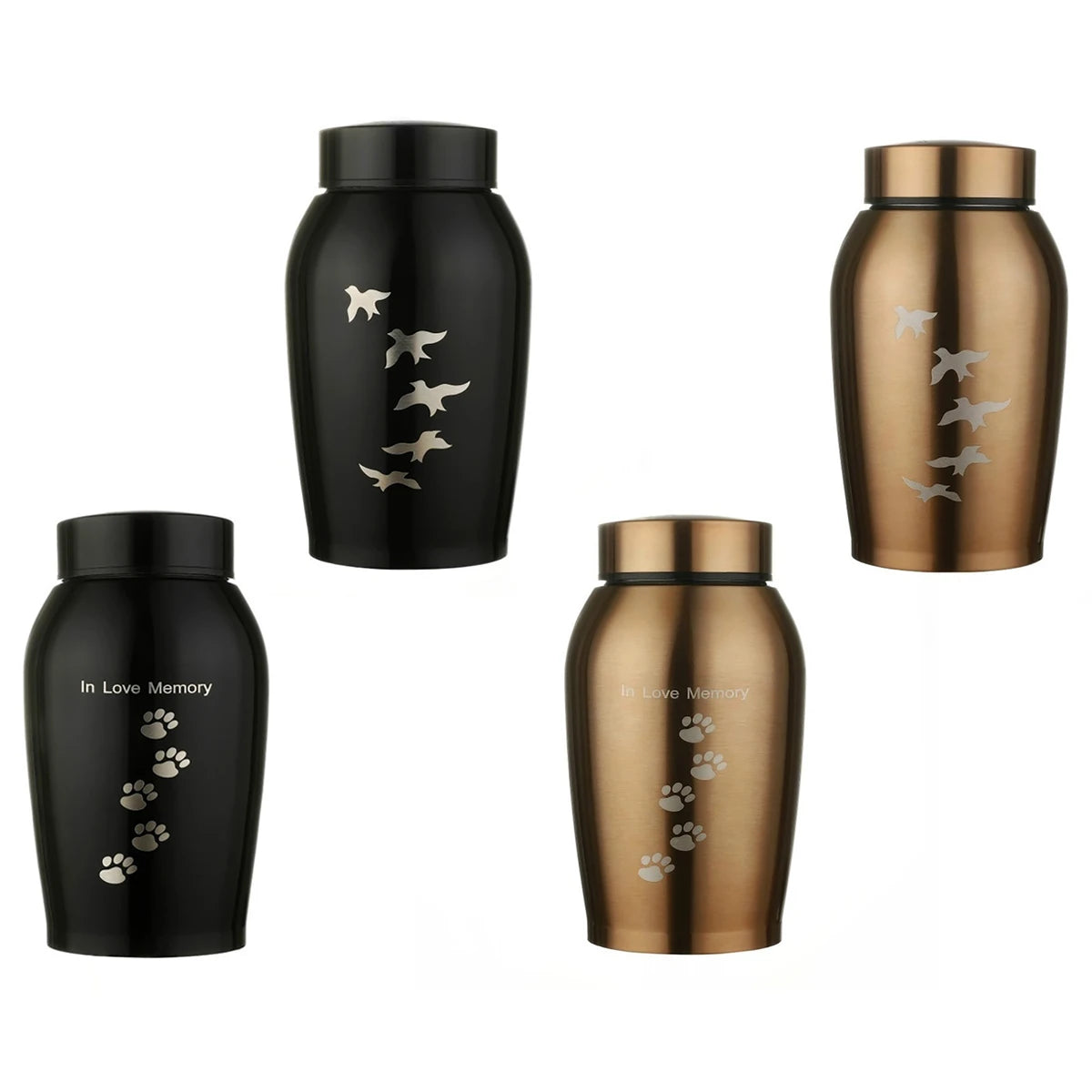 Stainless Steel Pet Cremation Urn Keepsake for Dogs, Cats and Birds