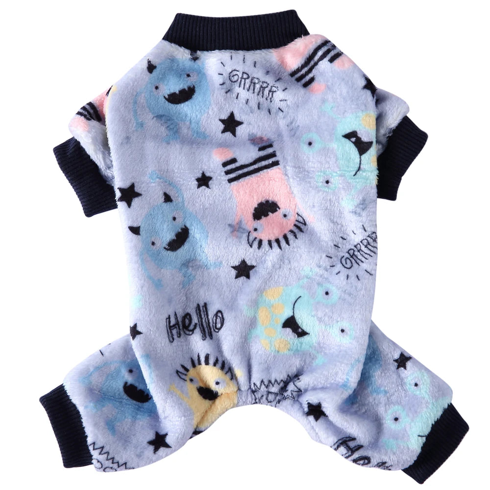 Christmas Fleece Pajamas Jumpsuit for Small Dogs & Cats