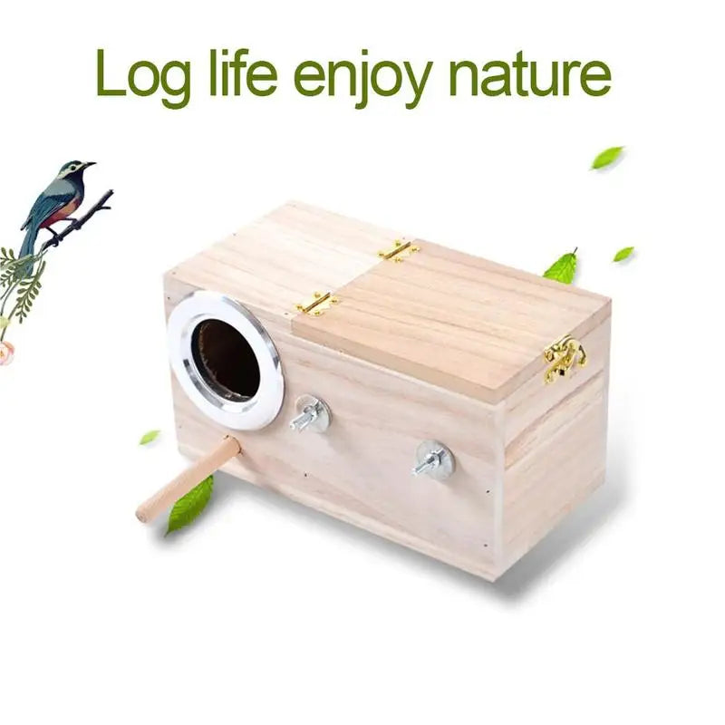 Wooden Bird Nesting Box for Parrots and Budgies, Breeding House