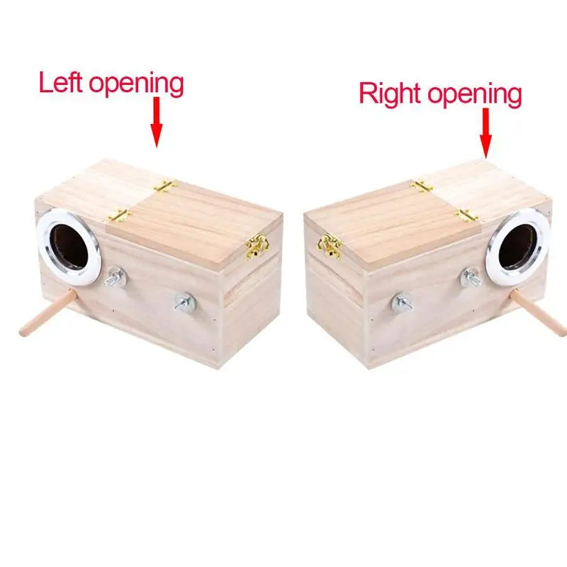 Wooden Bird Nesting Box for Parrots and Budgies, Breeding House