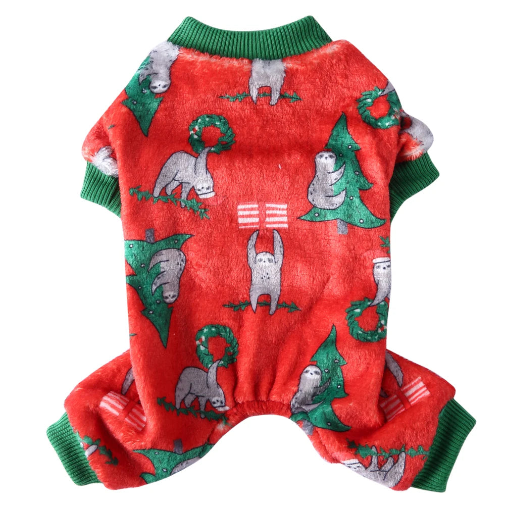Christmas Fleece Pajamas Jumpsuit for Small Dogs & Cats