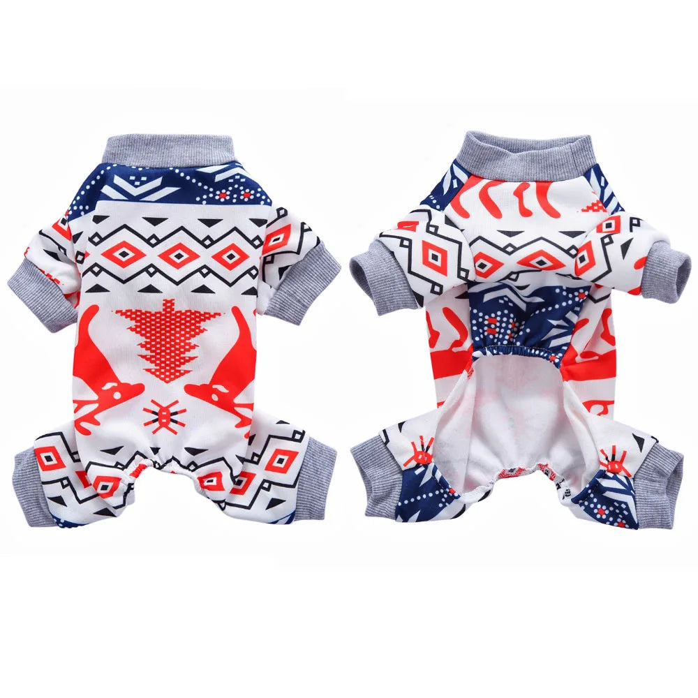 Christmas Fleece Pajamas Jumpsuit for Small Dogs & Cats