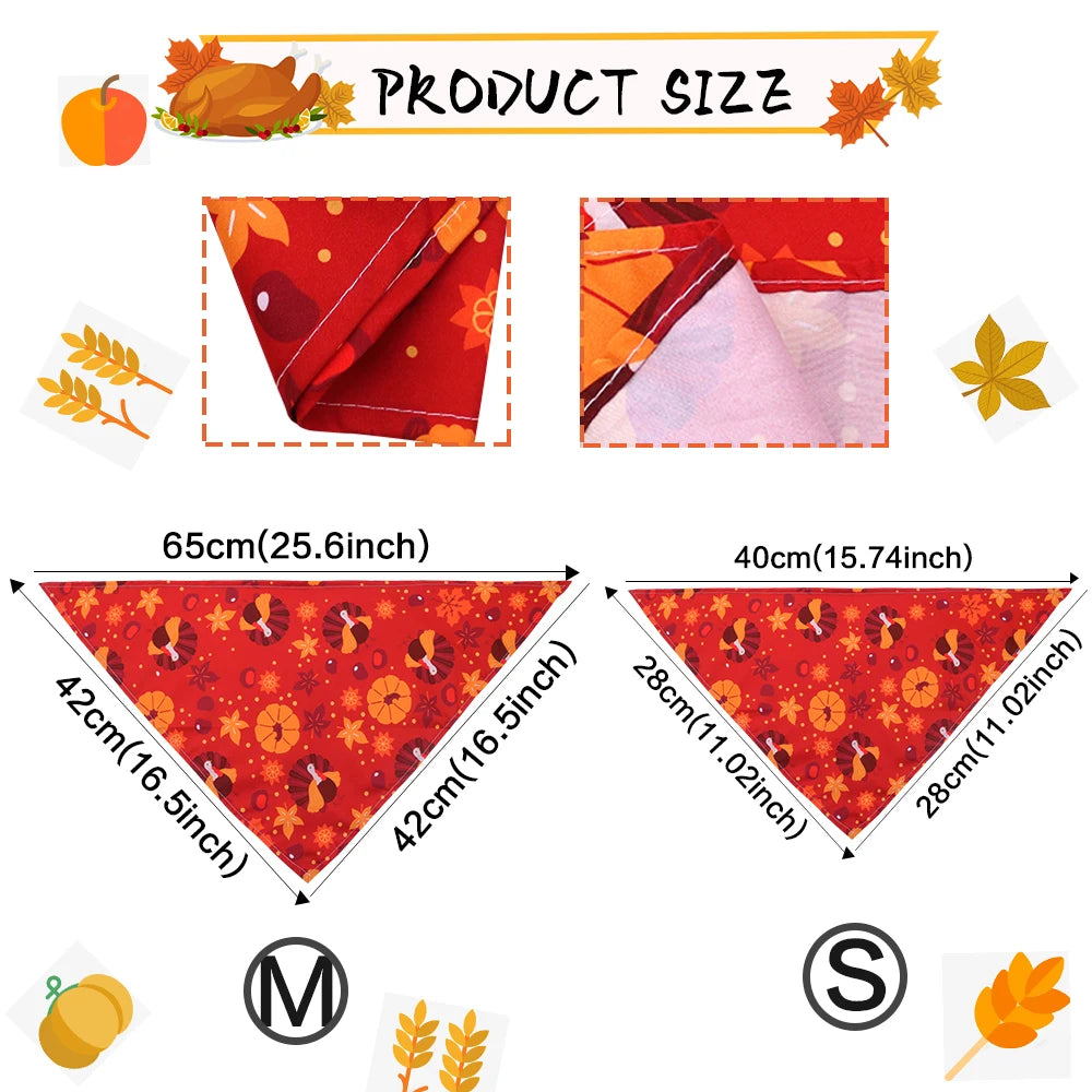 Thanksgiving Turkey Dog Bandana, Fall Pet Scarf for Dogs & Cats