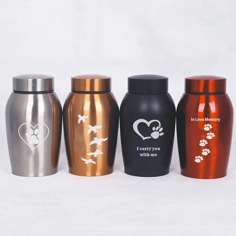 Stainless Steel Pet Cremation Urn Keepsake for Dogs, Cats and Birds