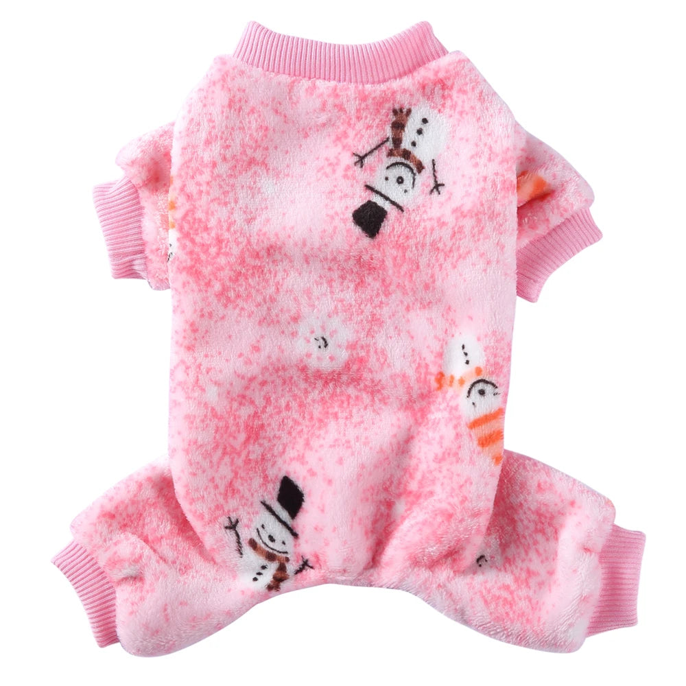 Christmas Fleece Pajamas Jumpsuit for Small Dogs & Cats