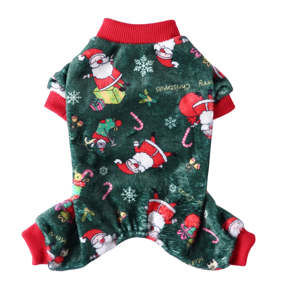 Christmas Fleece Pajamas Jumpsuit for Small Dogs & Cats