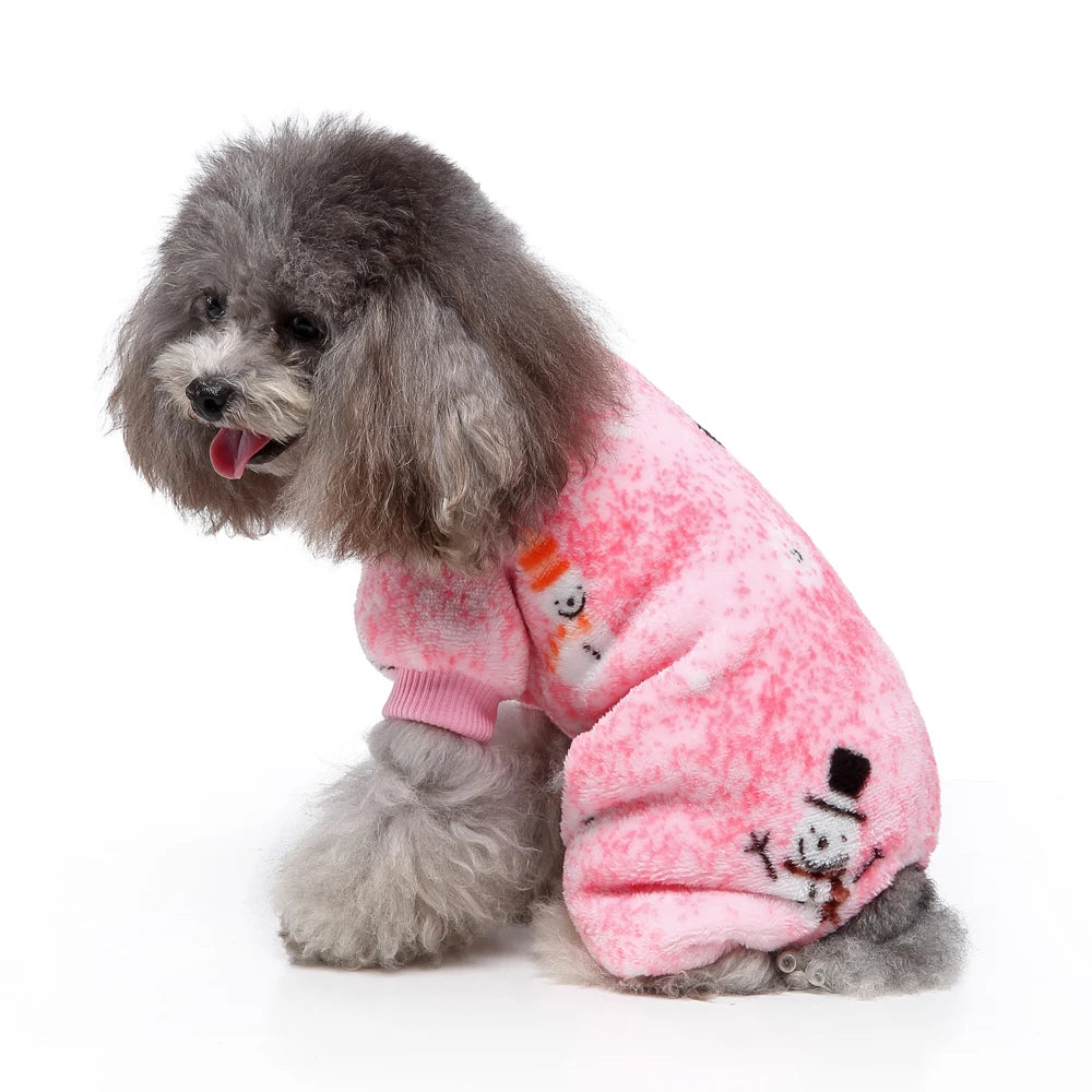 Christmas Fleece Pajamas Jumpsuit for Small Dogs & Cats