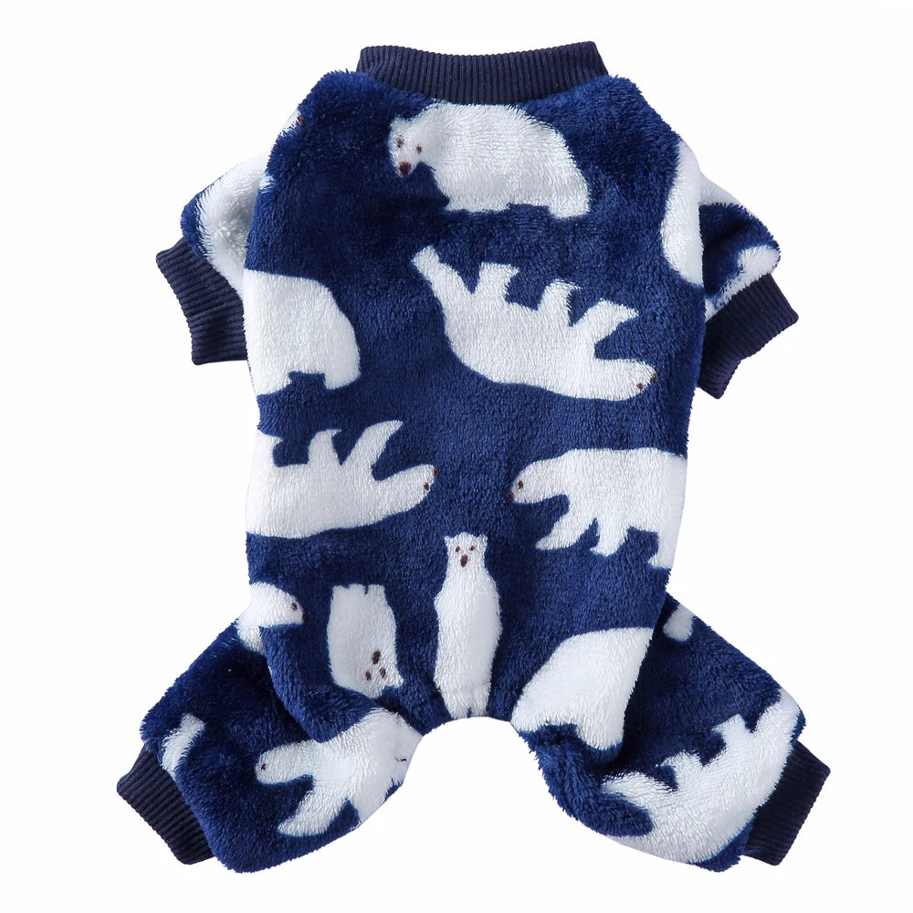 Christmas Fleece Pajamas Jumpsuit for Small Dogs & Cats