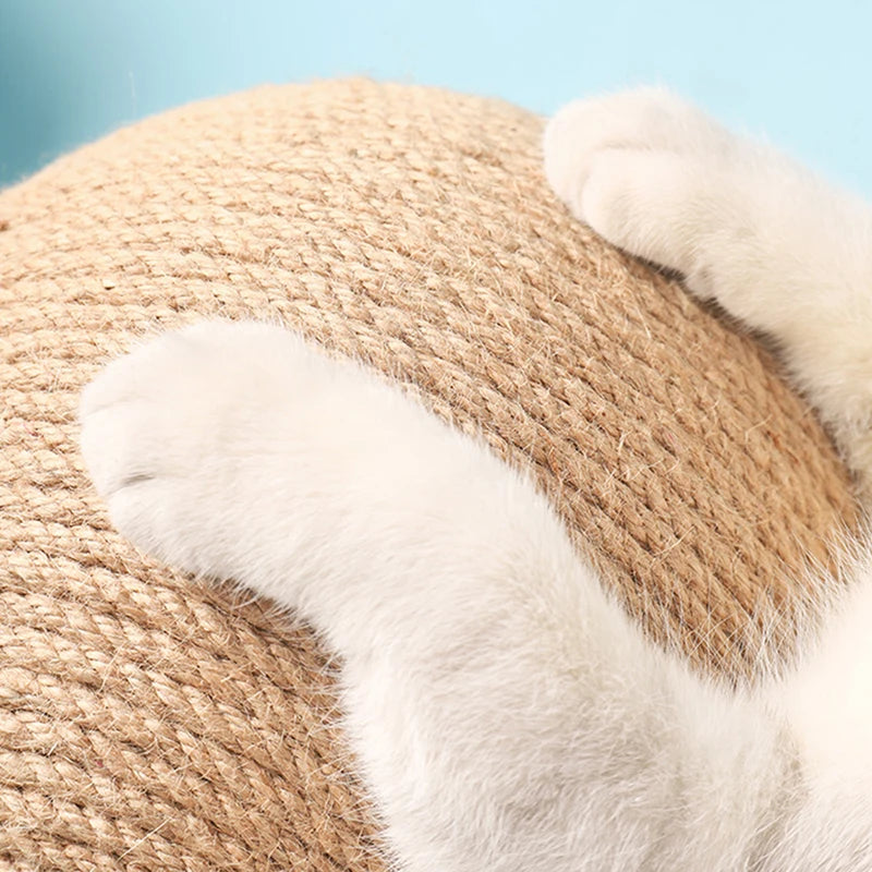 Sisal Rope Cat Scratching Ball Toy on Board, Claw Grinding Play