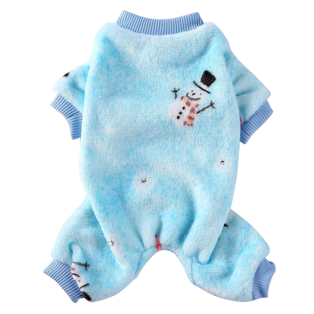 Christmas Fleece Pajamas Jumpsuit for Small Dogs & Cats