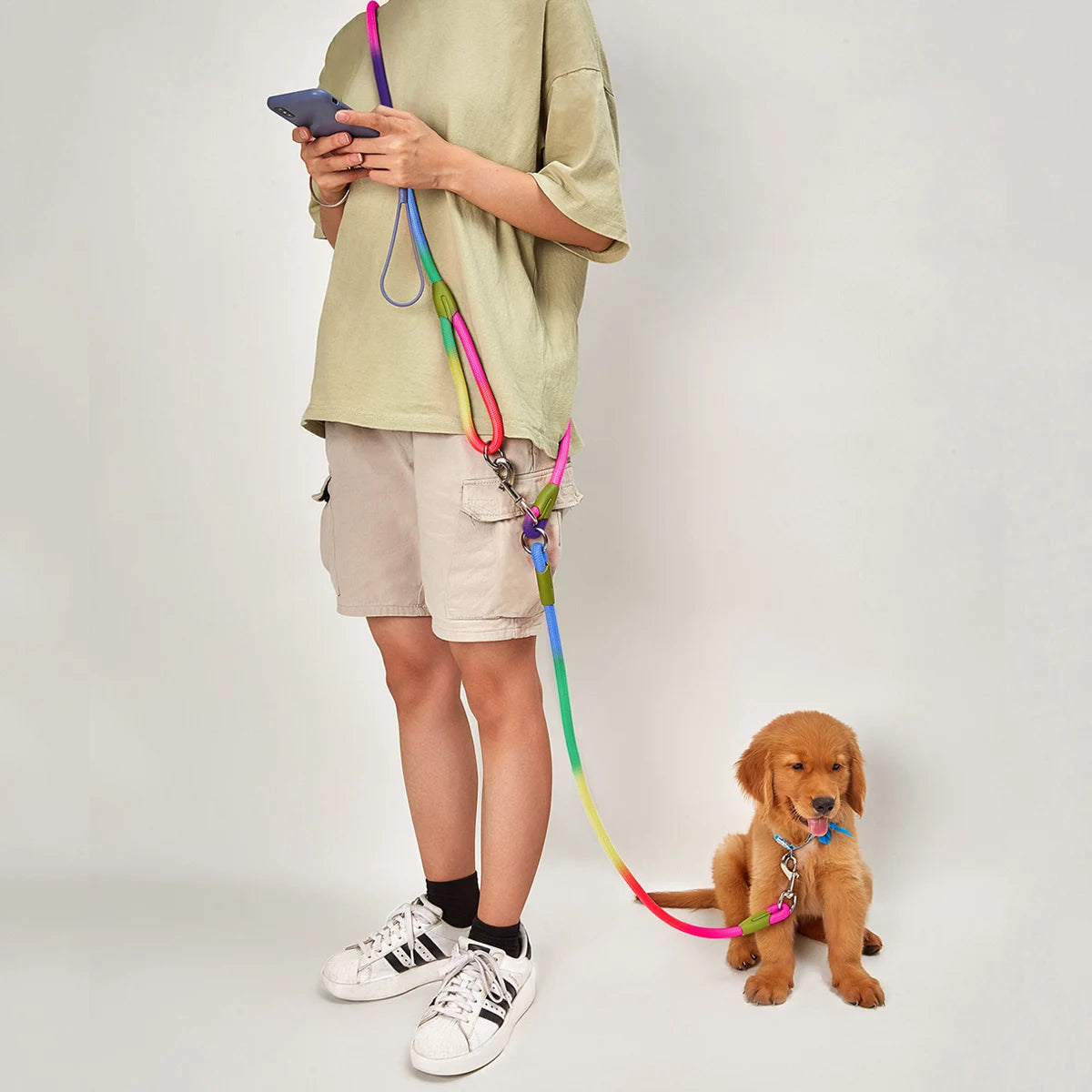 Hands-Free Reflective Dog Leash with Bungee, Crossbody Walking