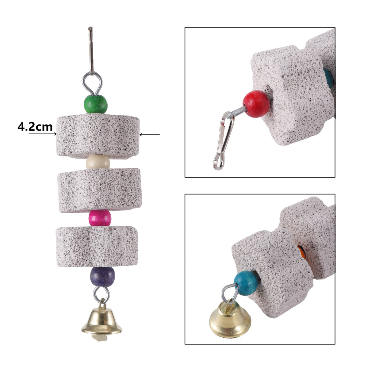 Mineral Beak Grinding Stone for Parakeets, Hanging Flower Cage Toy