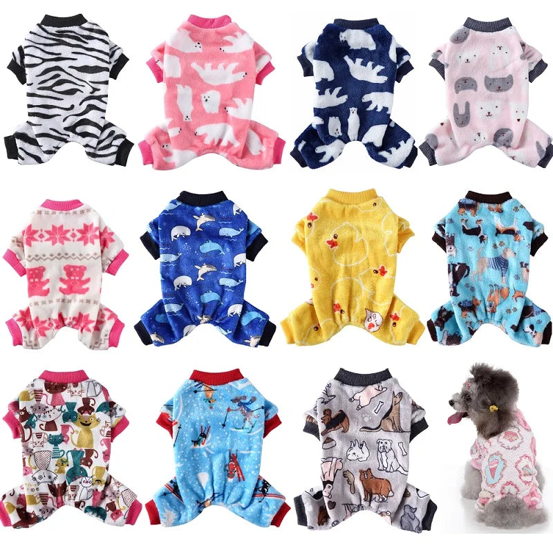Christmas Fleece Pajamas Jumpsuit for Small Dogs & Cats