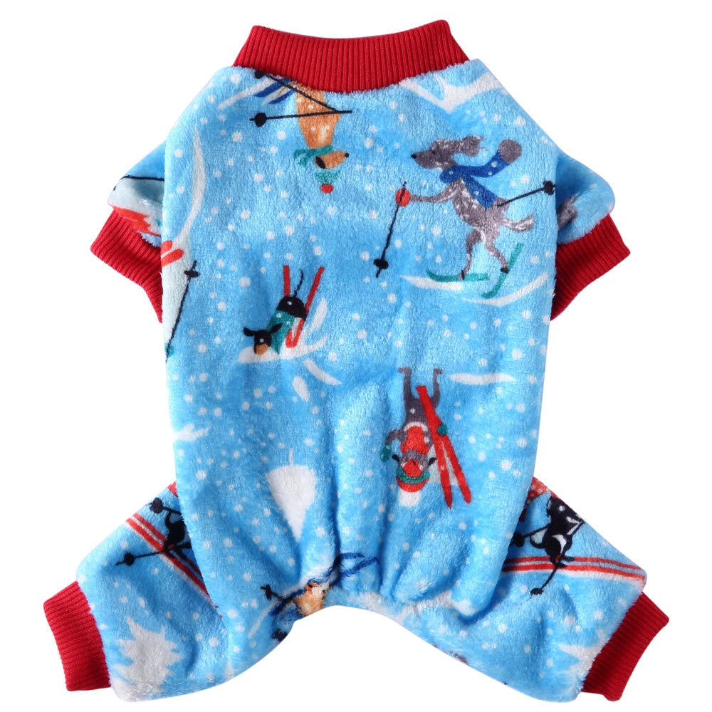 Christmas Fleece Pajamas Jumpsuit for Small Dogs & Cats