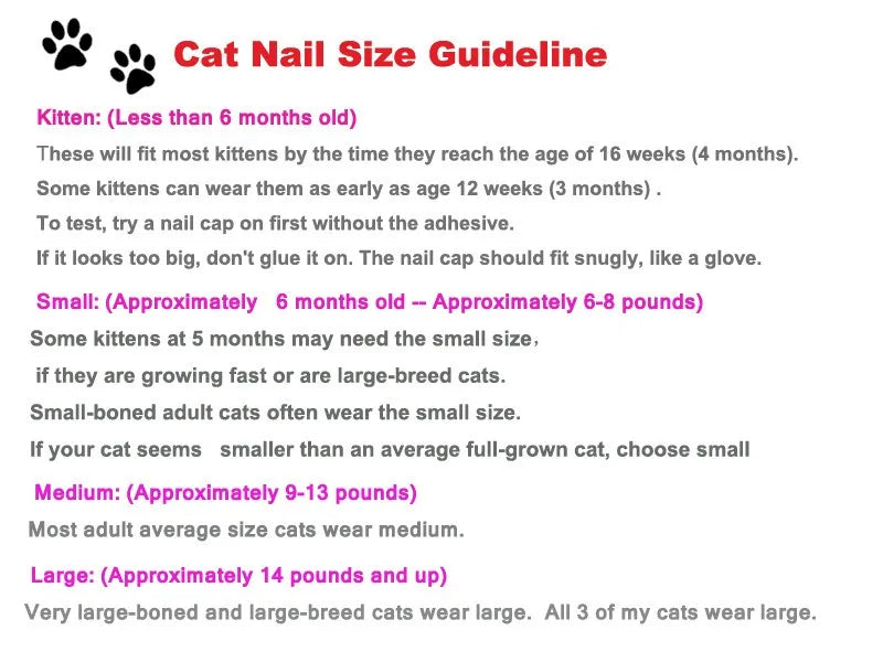 Soft Cat Nail Caps with Adhesive Glue and Applicator, 20-Pack Set