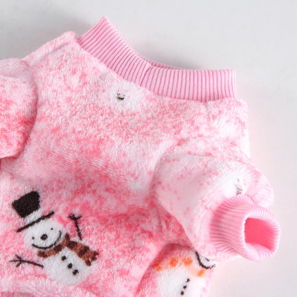 Christmas Fleece Pajamas Jumpsuit for Small Dogs & Cats