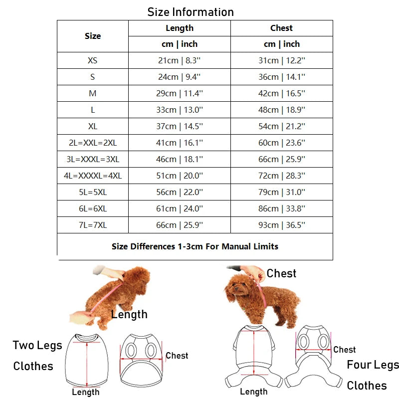 Warm Fleece Dog Hoodie for Small & Medium Dogs, XS-5XL