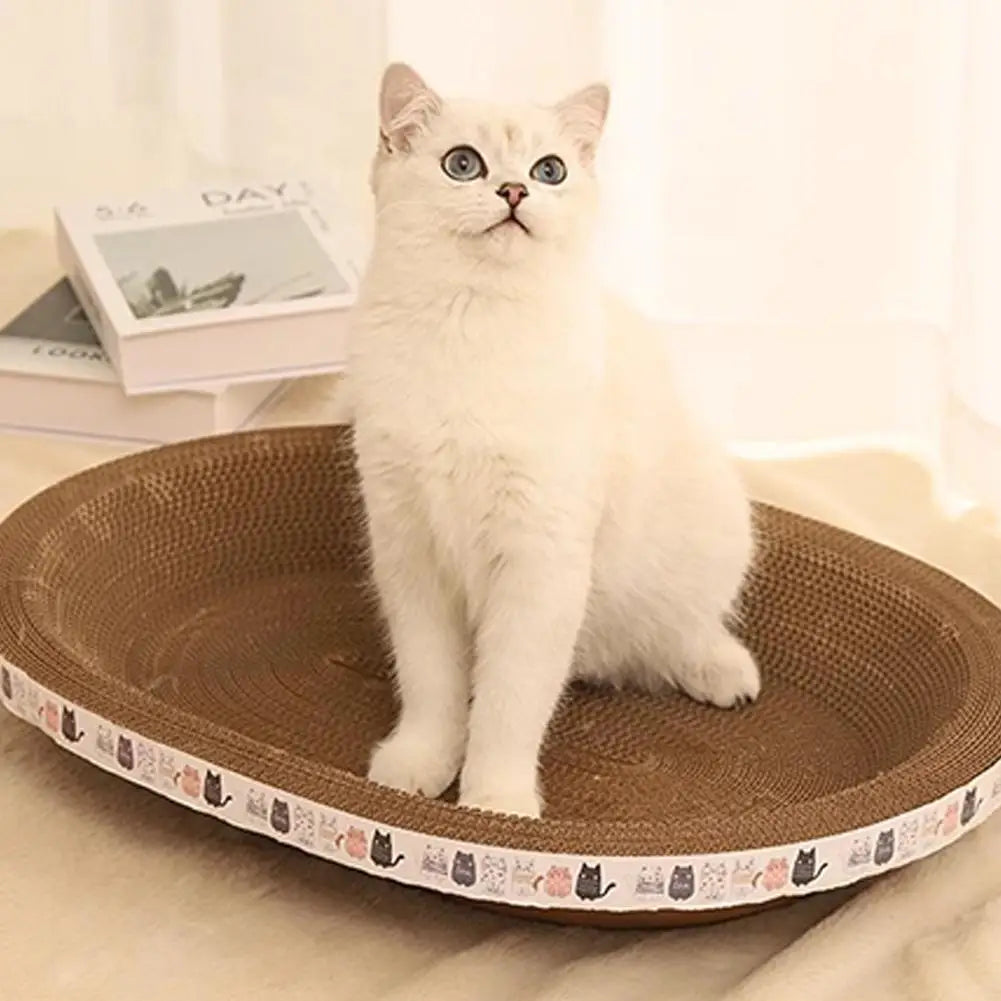 Corrugated Cat Scratcher Bed – Oval Cardboard Scratching Lounge Nest