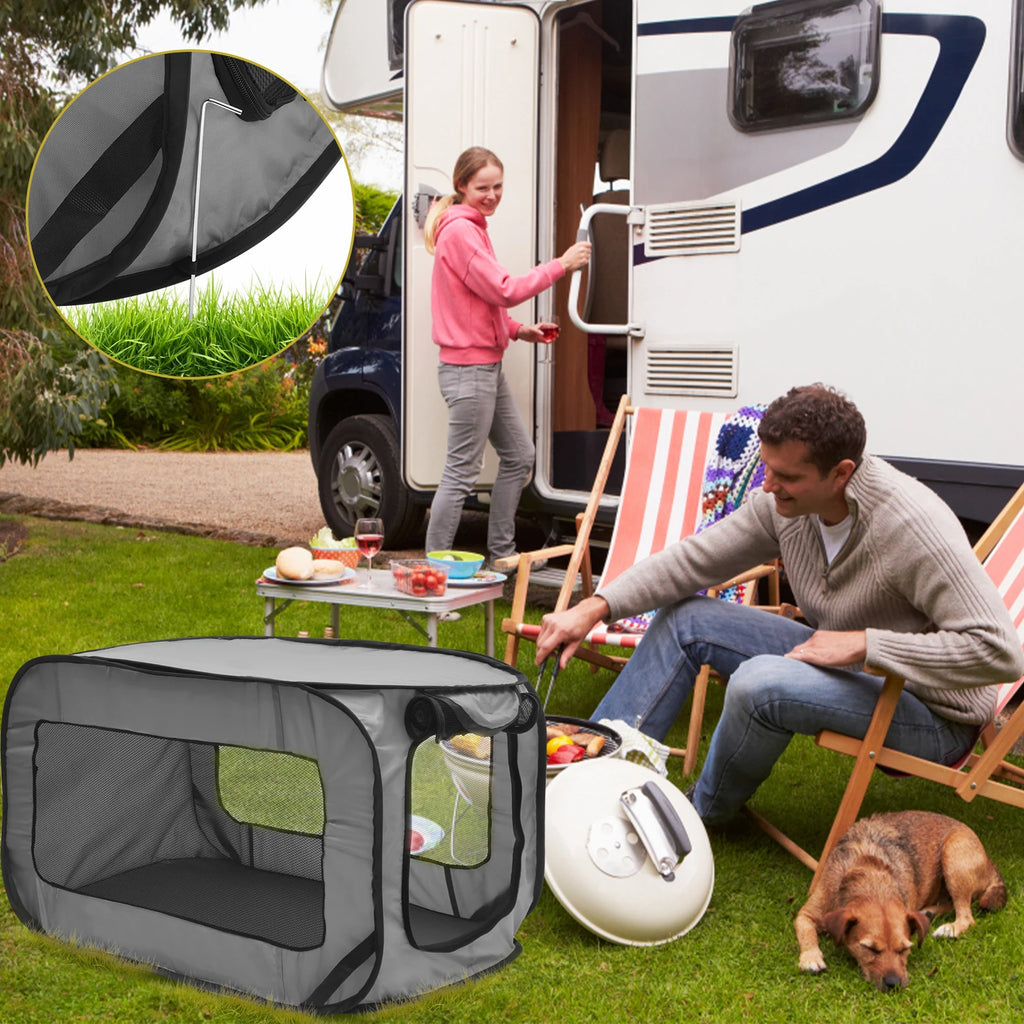 Portable Pop Up Dog Crate – Foldable Travel Kennel with Mesh Door