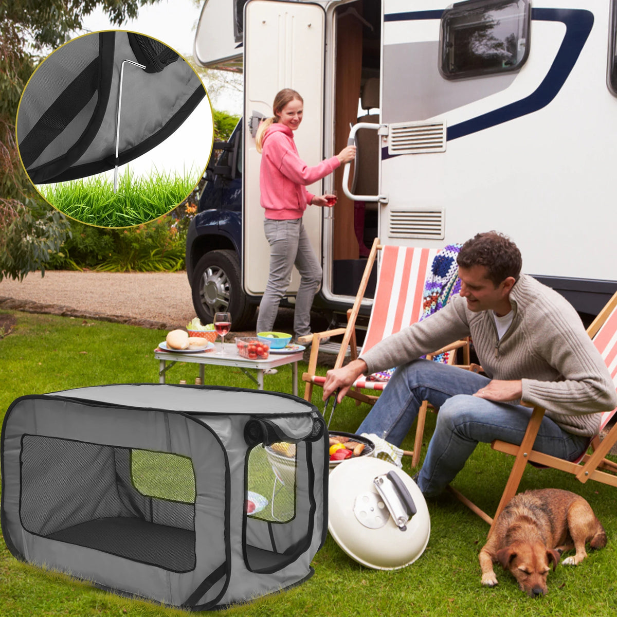 Portable Pop Up Dog Crate – Foldable Travel Kennel with Mesh Door