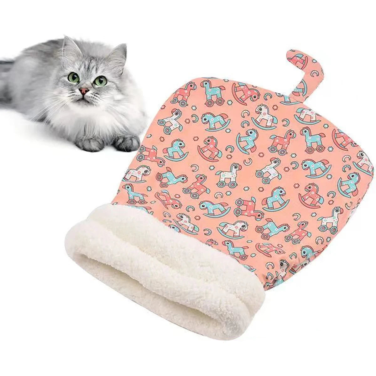 Cozy Plush Cat Sleeping Bag, Warm Pocket Quilt Bed for Kittens