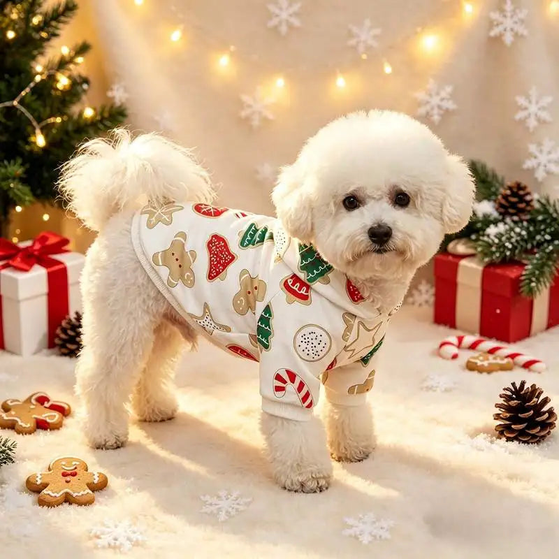 Christmas Printed Pet Hoodie for Dogs & Cats, Holiday Outfit