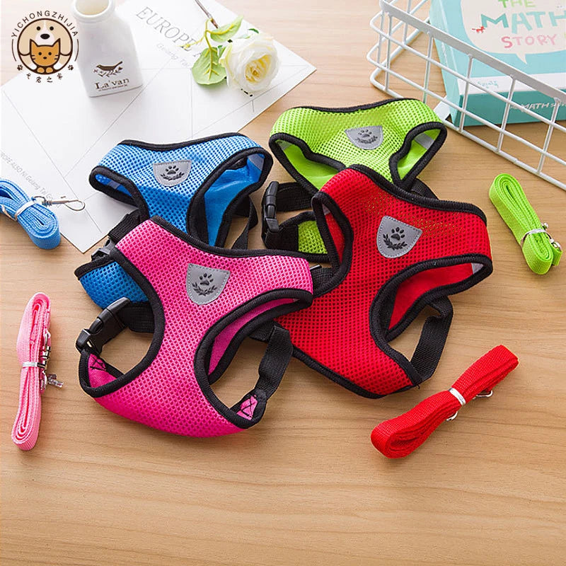 Breathable Dog Chest Harness with Leash – Summer Mesh Vest Set
