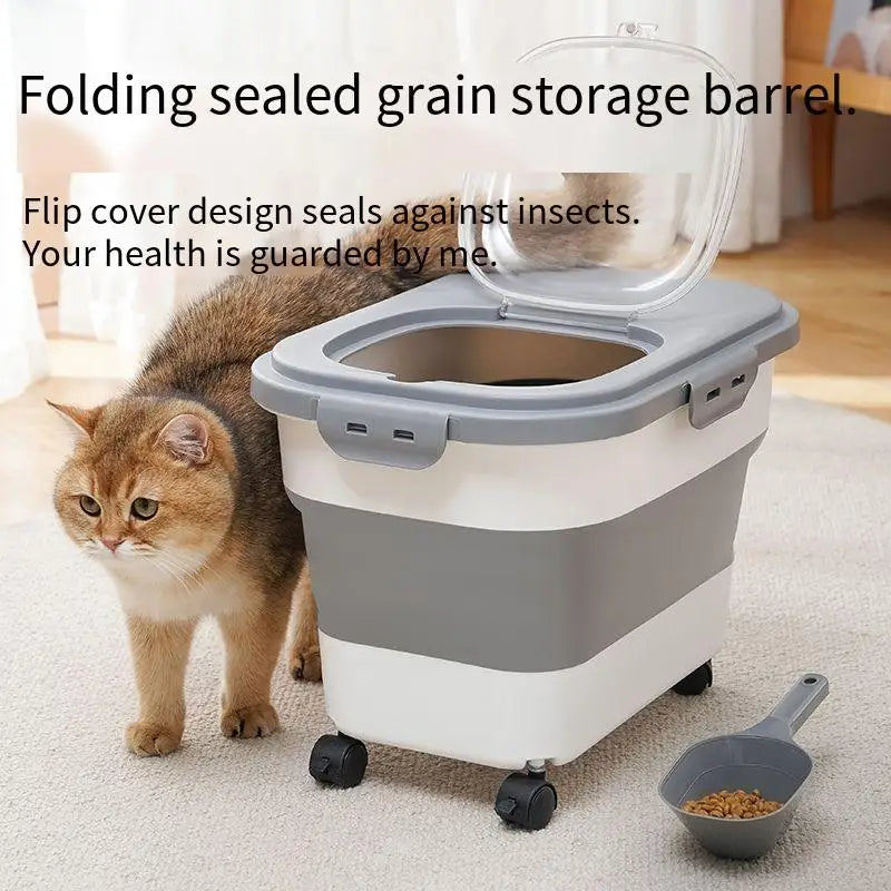 Collapsible Airtight Pet Food Storage Container with Lid, 13-33 lb