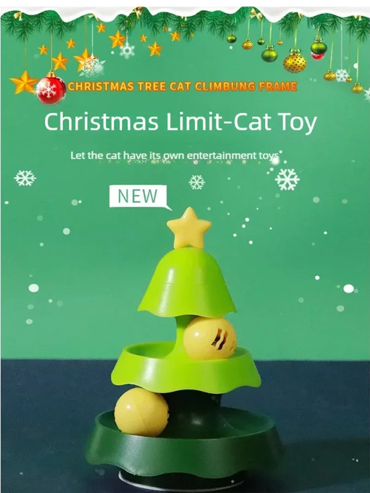 Christmas Tree Shaped Cat Track Turntable Toy Self Play Kitten