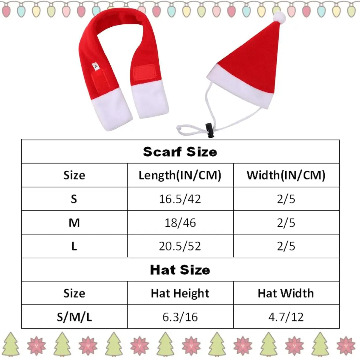 Christmas Hat and Scarf Set for Dogs and Cats, Photo Props