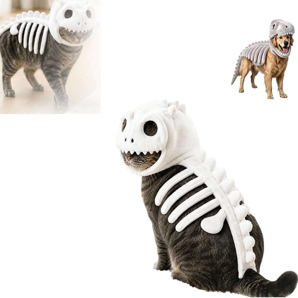 Funny Dinosaur Skeleton Pet Costume for Dogs and Cats Halloween