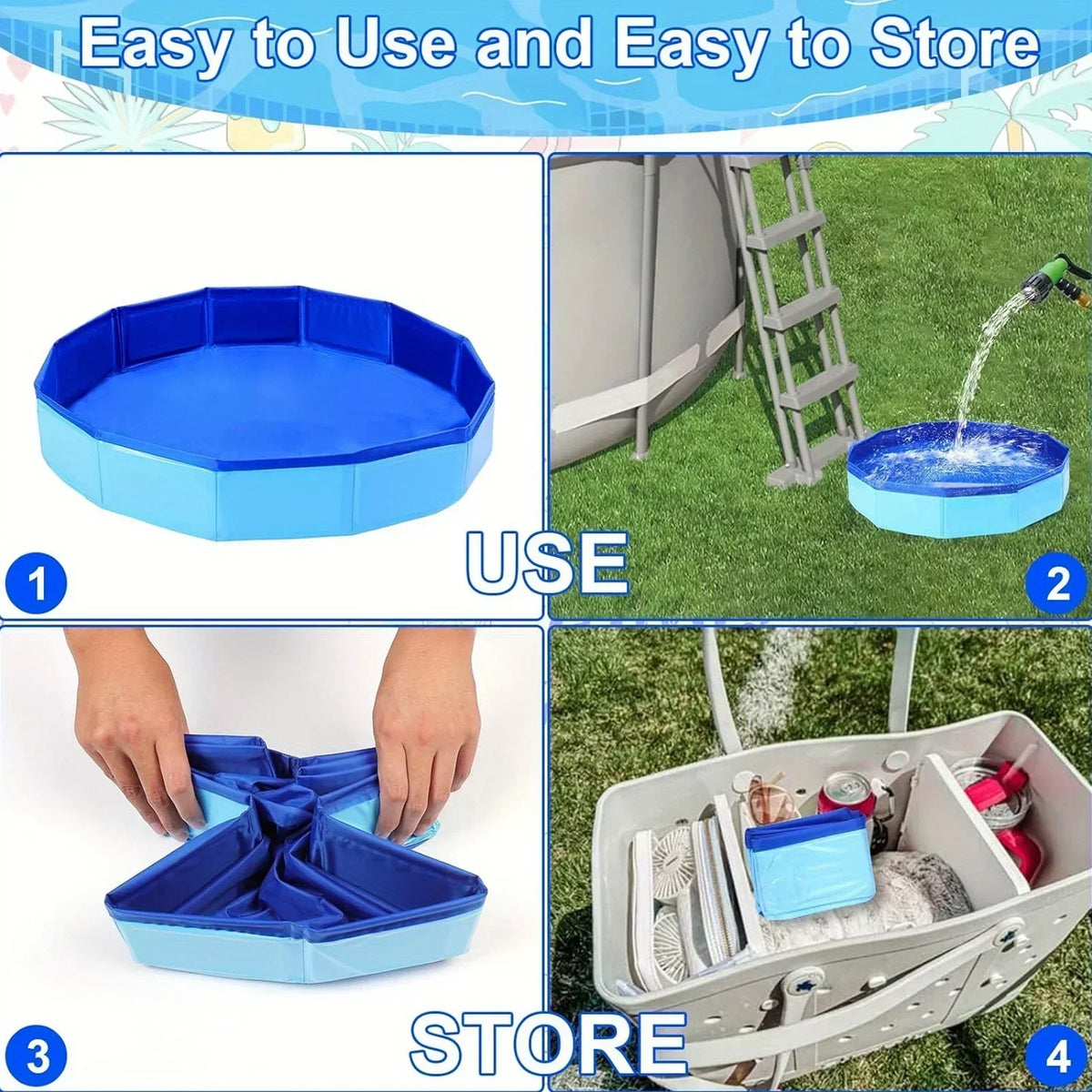 Foldable Dog Bath Pool, Portable Pet Swimming Tub for Dogs & Cats