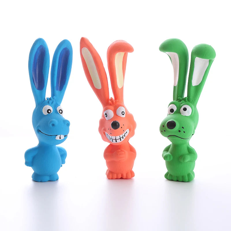 Squeaky Latex Rabbit Dog Chew Toy, Soft Rubber Puppy Toy