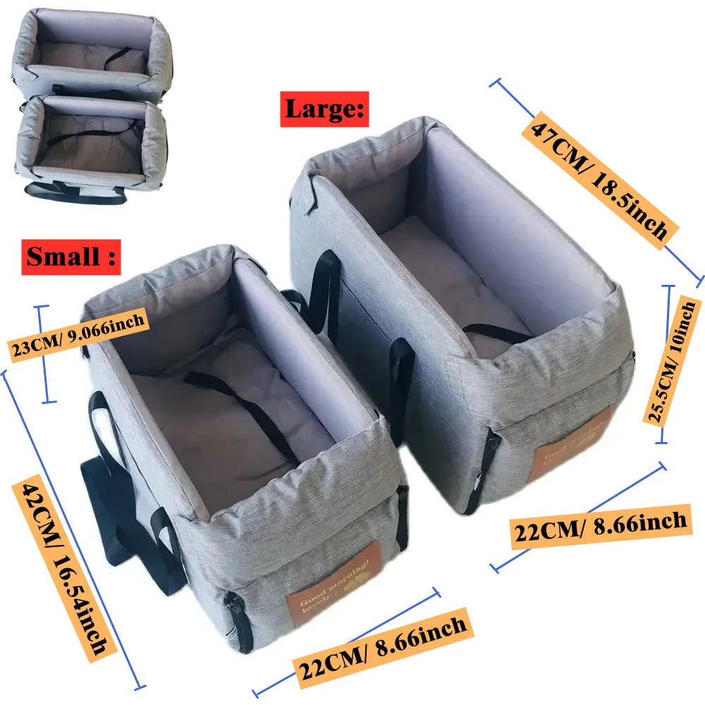 Console Booster Dog Car Seat with Safety Tether for Small Pets