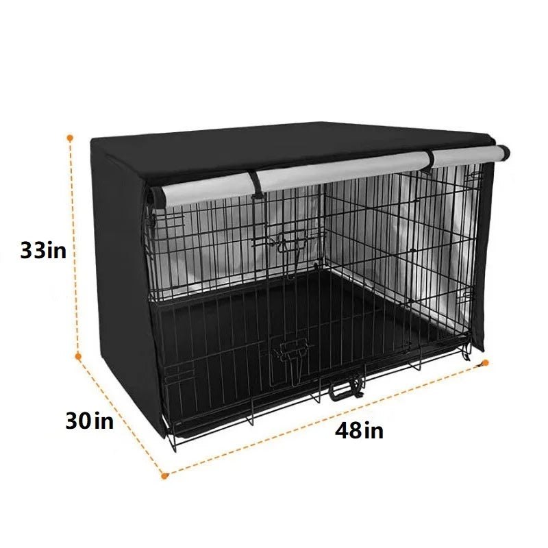 Universal Waterproof Dog Crate Cover with Roll-Up Door Shade