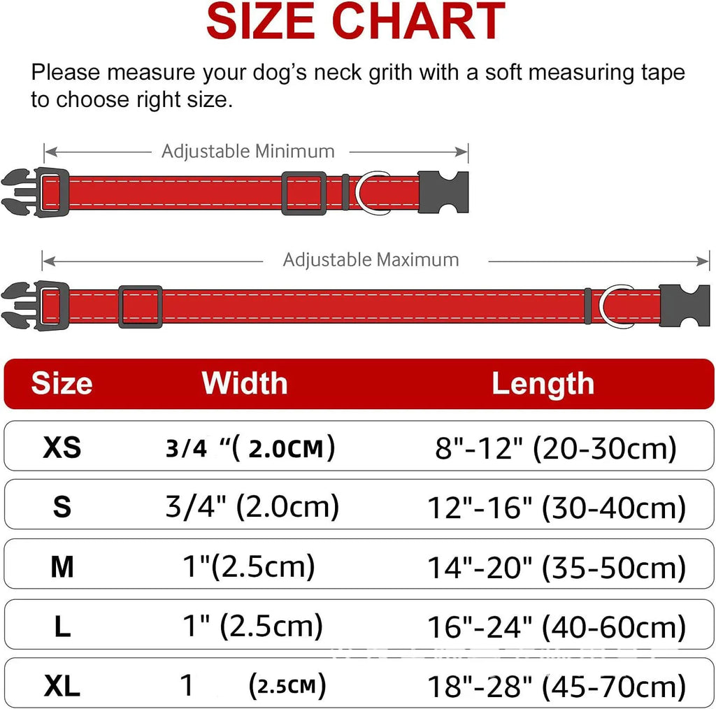 Adjustable Nylon Dog Collar, Soft Buckle Collar for Puppies & Dogs