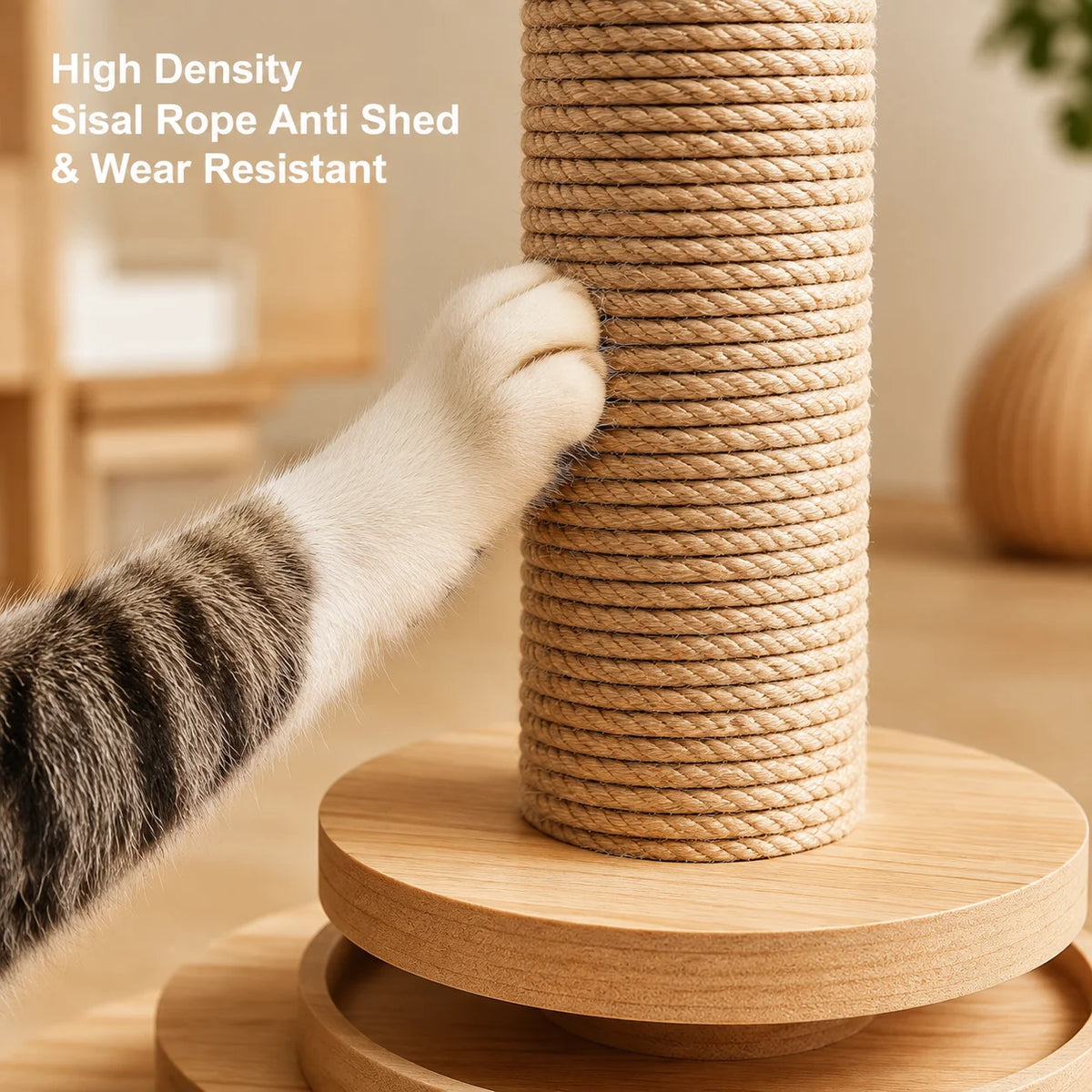 Sisal Cat Scratching Post with Climbing Frame & Play Toy