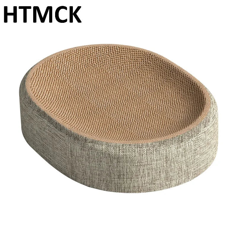 2-in-1 Oval Cardboard Cat Scratcher Bed, Corrugated Scratching Nest