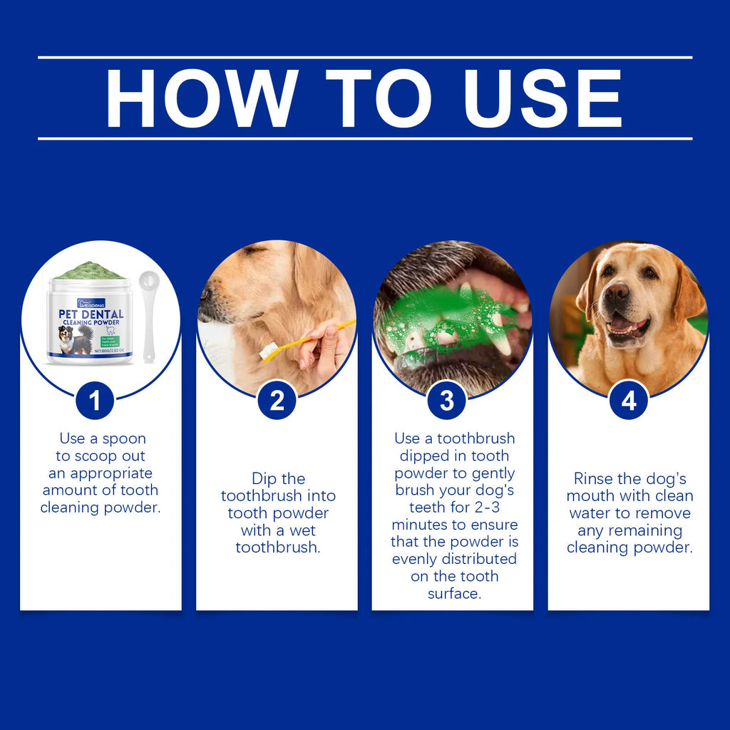 Pet Teeth Cleaning Powder for Dogs and Cats, Tartar & Bad Breath Care