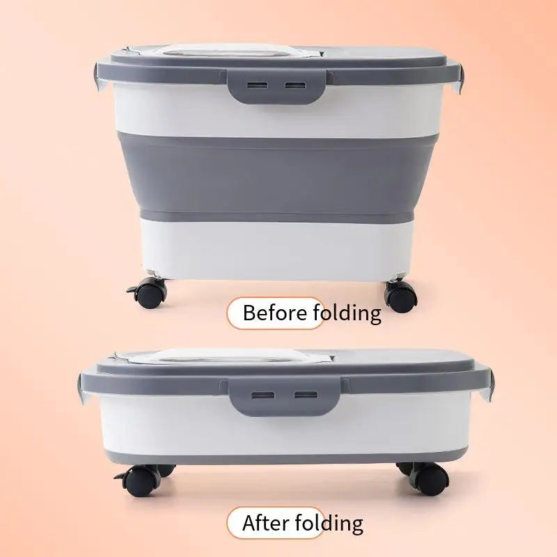 Collapsible Airtight Pet Food Storage Container with Lid, 13-33 lb