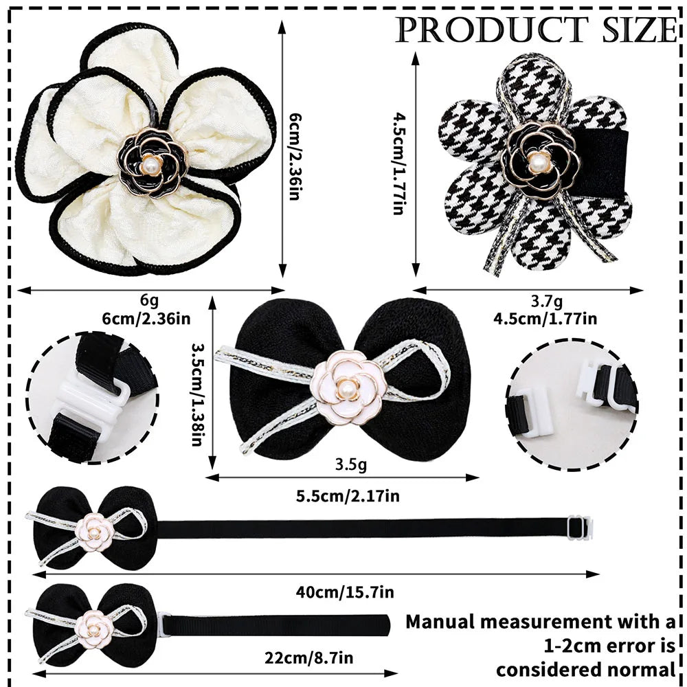 Adjustable Dog Bow Tie Collar with Pearl Necklace 5 Pack