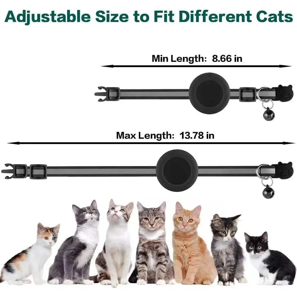 Breakaway Reflective Cat Collar with Bell and AirTag Holder for Cats