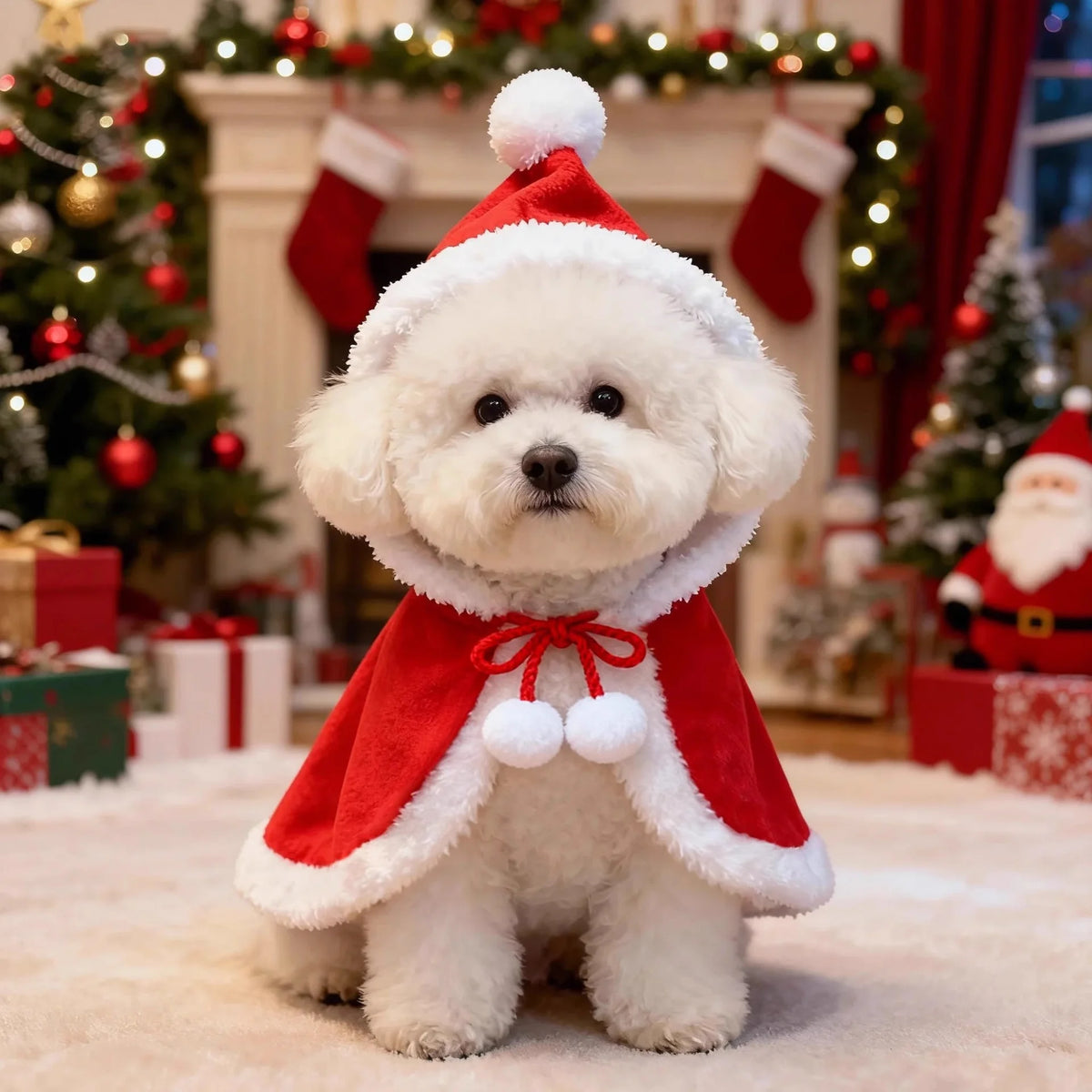 Christmas Santa Hooded Cape for Dogs & Cats