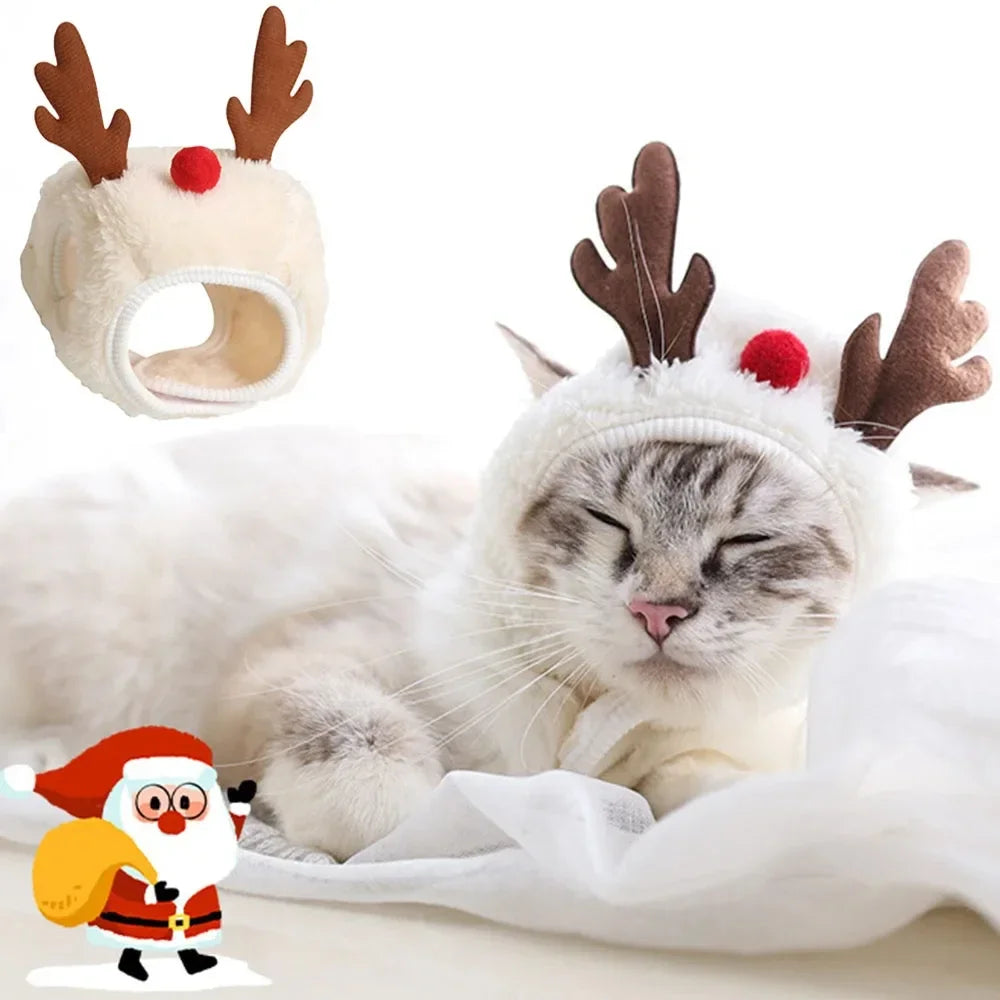 Christmas Santa & Elk Hat with Bandana Set for Cats & Dogs