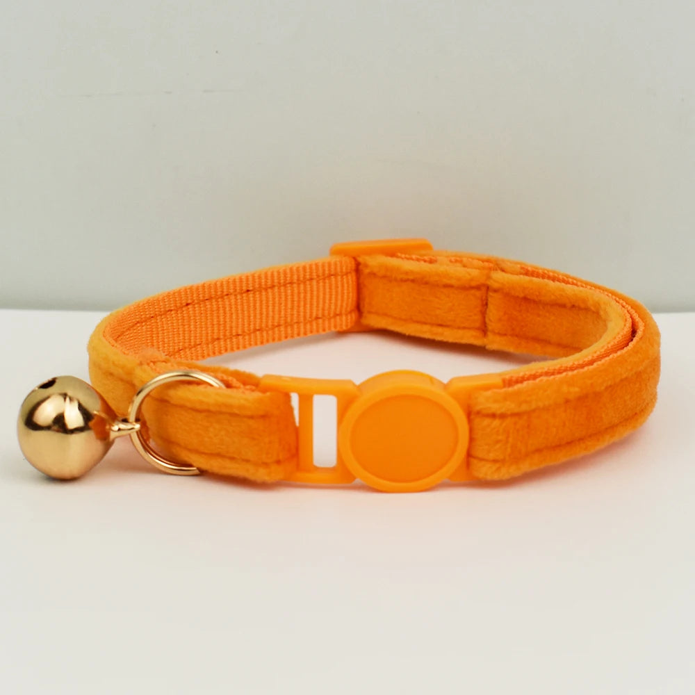 Adjustable Velvet Cat Collar with Bowknot, Safe Breakaway Style