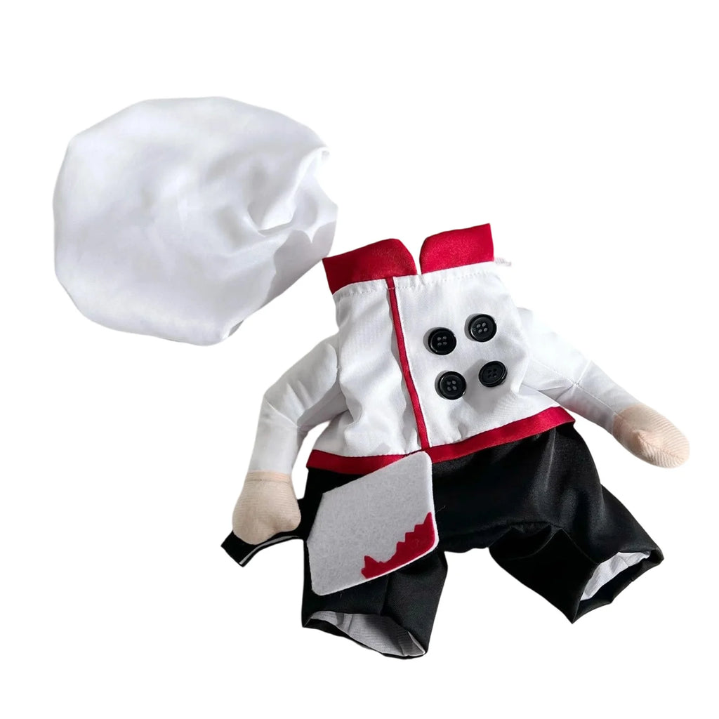 Funny Chef Pet Costume with Hat for Halloween Dress-Up Photos